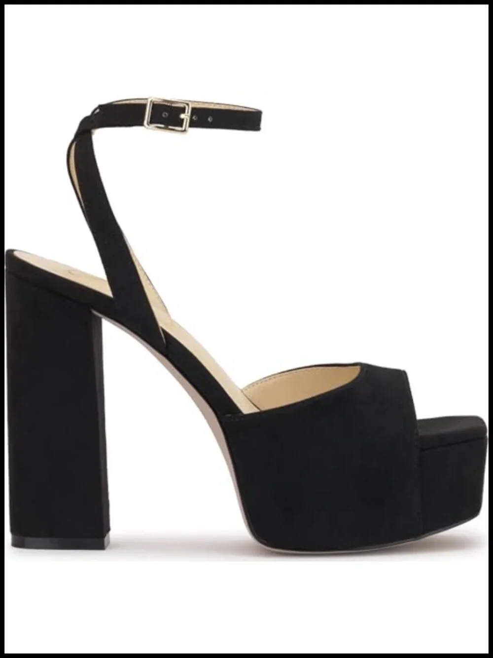 Faux Leather Platform Sandals, Block Heel, Ankle Strap, Peep Toe, Party